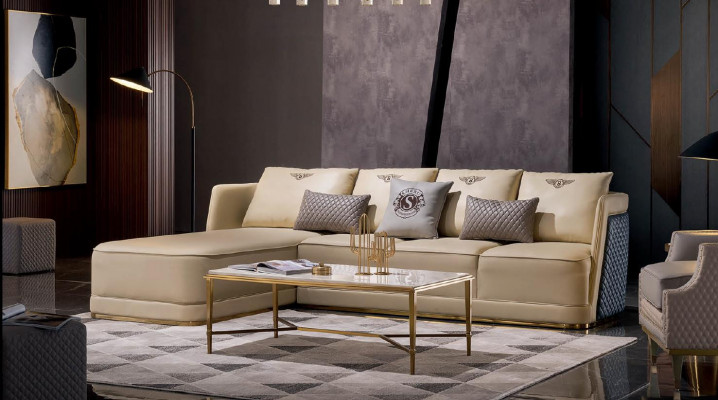 Sofa L-Form Lieder Sofa Canapé Wunnlandschaft Garnitur Design Modern