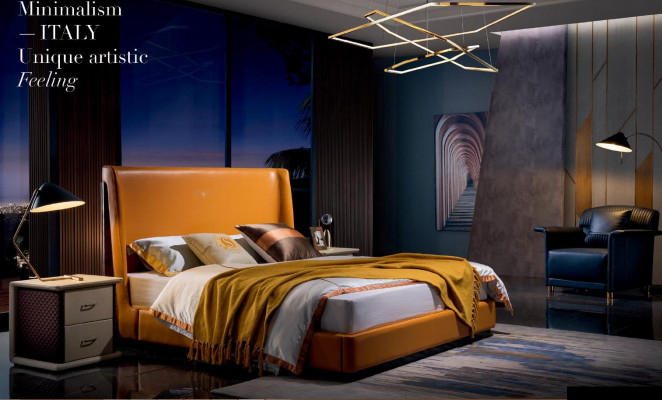 Bett Nuetsdësch 3-tel. Schlofzëmmer Set Design Modern Luxus Better Grupp