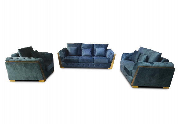 Sofagarnitur Chesterfield Canapé-Set 3+2+1 Miwwelen Stoff Sofa Canapéë 3-Deeler.