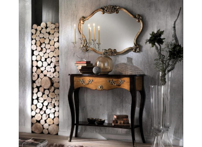 Konsol Dësch Miwwel Barock Stil Spigel Holz Italienesch Dëscher Grupp 2 Stéck Set
