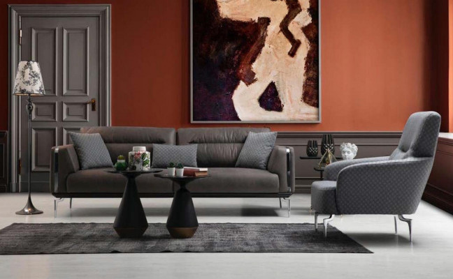 Luxus Sofagarnitur Sofa Garnitur Sofas 3+1 Sëtzer Fauteuil Modern Polyester Nei