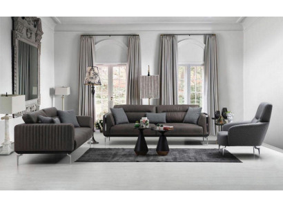 Soffagarnitur Sofa Garnitur Sofen 3+3+1 Sëtzer Fauteuil Modern Polyester Dräisëtzer