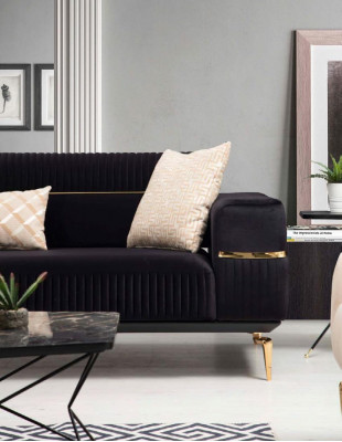 Luxus Sofagarnitur Sofa Polster Grupp Sofas 3+3+1 Sëtzer Fotell 3tlg. Samt Set