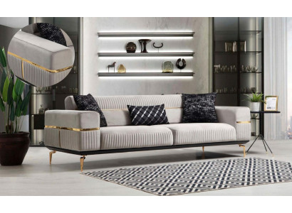 Luxus Sofa Dräisëtzer Couch Polster Miwwelen XXL Sofas grouss Couche Samt Miwwelen Nei