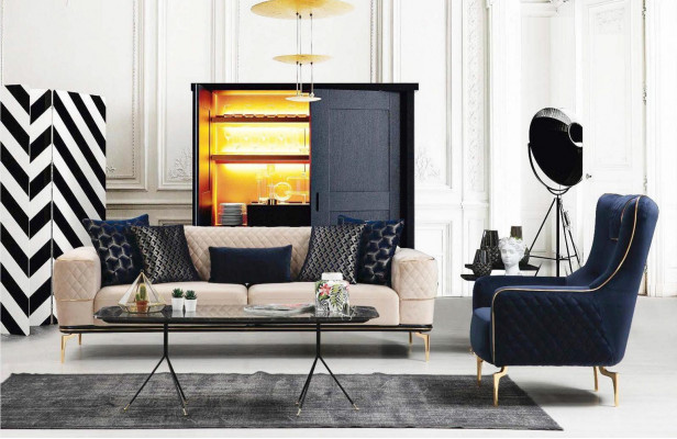 Canapé-Suite Sofa Luxus Fauteuil Sofas Dräisëtzer 3+3+1-Sëtzer Suite Modern