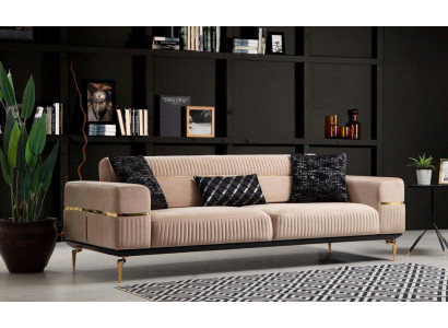 Luxus Canapé Design Dräisëtzer Modern Couch Beige Couchen Miwwelen Polster Loft Nei