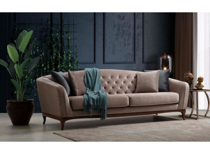 Dreesëtz Sofa 3 Sëtzer Sofas Luxus Gepolstert Couch Stoff Couchen Miwwelen 230cm