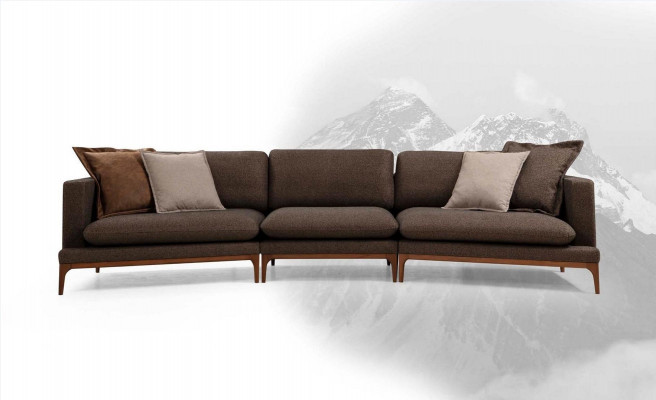 Canapé Ecksofa Wunnzëmmer Canapé Stoff Luxus Eckel-Form Holz Stil Modern Miwwelen Neit