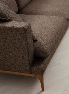 Canapé Ecksofa Wunnzëmmer Canapé Stoff Luxus Eckel-Form Holz Stil Modern Miwwelen Neit