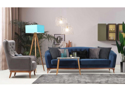 Canapé-Garnitur Sofa Garnitur Sofas 4+1 Sëtz Stoff Chesterfield Polster Samt Set