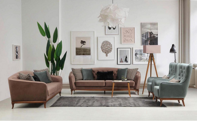 Luxus Sofa Garnitur Sofa Garnitur Sofas 4+3+1 Sëtzer Stoff 3 teileg Couch Set Polster