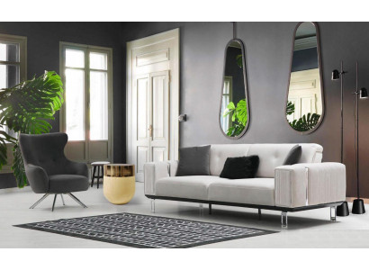 Canapé-Set Sofa Luxus 3+1 Sëtz Sofas Fotell Stoff Design Sëtzpolster Miwwelen Nei