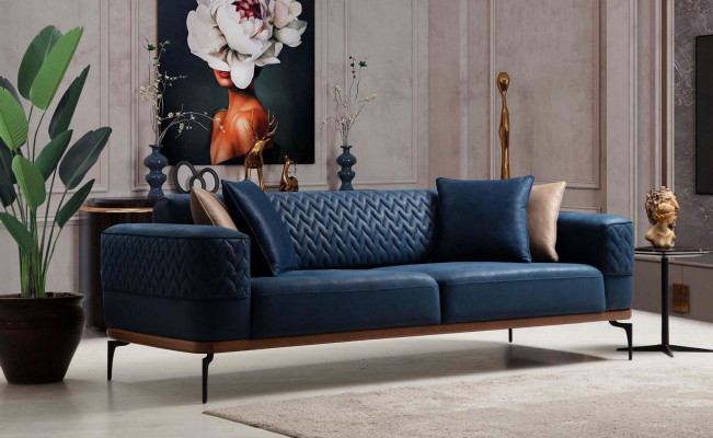 Design Dräisëtzer Modern Couch Blo Sofas Luxus Sofa Miwwelen Polster Loft Nei