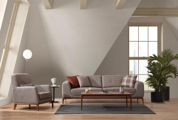 Luxus Sofagarnitur Sofa 3-Sëtz Sessel Stoff Modern Gro Modern Set nei