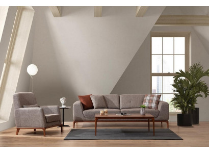 Luxus Sofagarnitur Sofa 3-Sëtz Sessel Stoff Modern Gro Modern Set nei