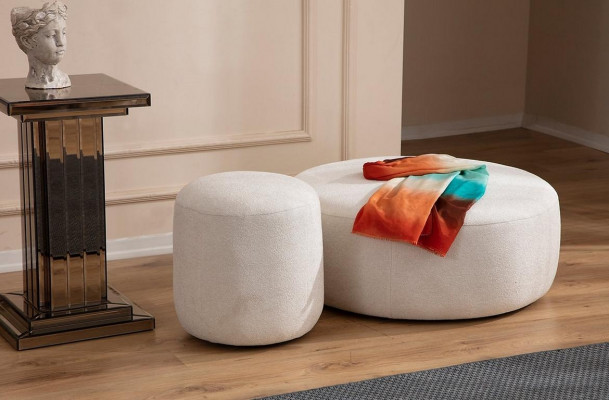 Luxus Polster Hocker Rëndhocker Sëtzmiwwel Designer Stilvoll Miwwelen