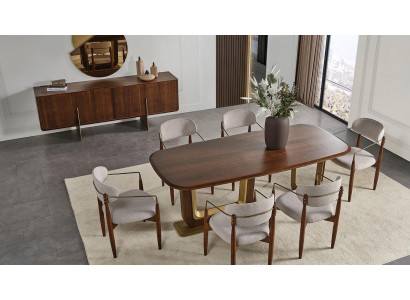 Moderne Iesszëmmer Set besteet aus Iessdësch 6x Still Spigel Anriichtung