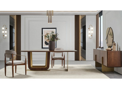 Iesszëmmer Set Modern Iessdësch 4x Still an Anrichte mat Spigel 7tlg.