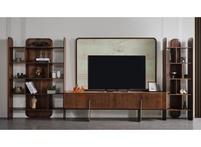 Wunnzëmmer Set Luxus 2x Bicherregaler an TV Lowboard TV Kader 4teilig