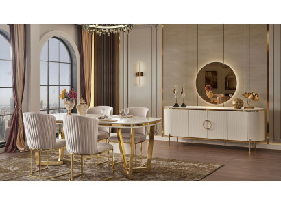 Iesszëmmer Set Besteet aus Design Iessdësch 4x Still a Schief 7-tlg.