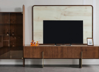 Wunnzëmmer Set Besteet aus Vitrine TV Lowboard an TV Kader 3tlg. nei