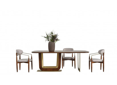 Modern Iesszëmmer Set Perfekte Iessdësch an 4x Still Brong Faarf 5tlg.