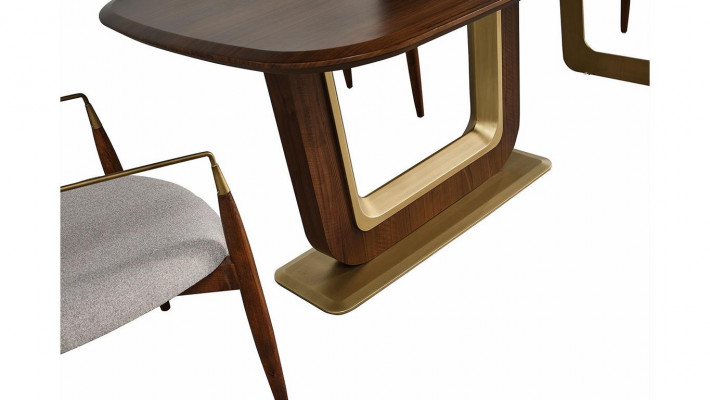 Modern Iesszëmmer Set Perfekte Iessdësch an 4x Still Brong Faarf 5tlg.