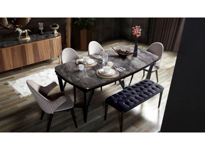 Luxuriéis Iesszëmmer Set besteet aus Iessdësch an 4x Stull Neiheet 5tlg.
