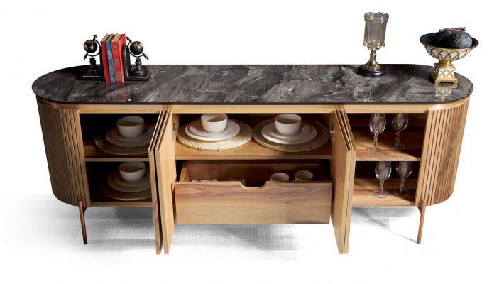 Stilvoll Iesszëmmer Set Besteet aus Kommode an Spigel Neiheet 2 Deeler.