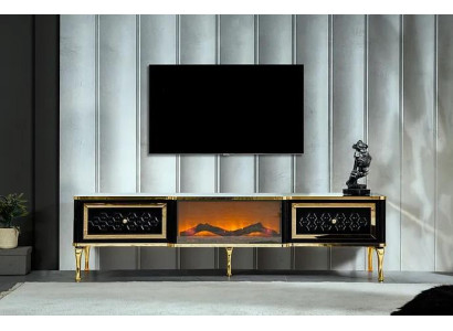 TV-Säitbriet Kommode schwaarz Kaminnimitat Stilvoll Wunnzëimmermiwwelen