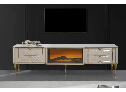 Wunnzëmmer Sideboard wäiss + gëllen Kamäin Luxus RTV Lowboard Exklusiv