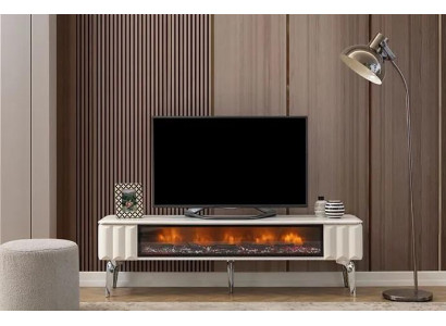 TV-Lowboard wäiss Spanplack Metall-Luxusméibl Kamäin Stuff nei