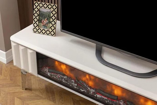 TV-Lowboard wäiss Spanplack Metall-Luxusméibl Kamäin Stuff nei