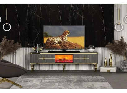Wunnzëmmer TV Lowboard Gro Kamäin RTV Sideboard Metall + MDF Exklusiv