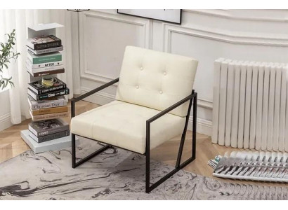 Exklusiven Sesselen Wunnzëmmer modernen Stil beige Textil Metallbeen