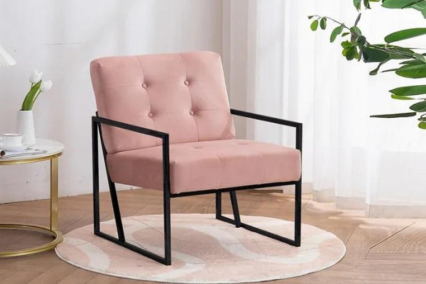 Gemittleche Fauteuil 1-Sëtz Wunnzëmmer Rosa Textilpolsterung Metallbeen