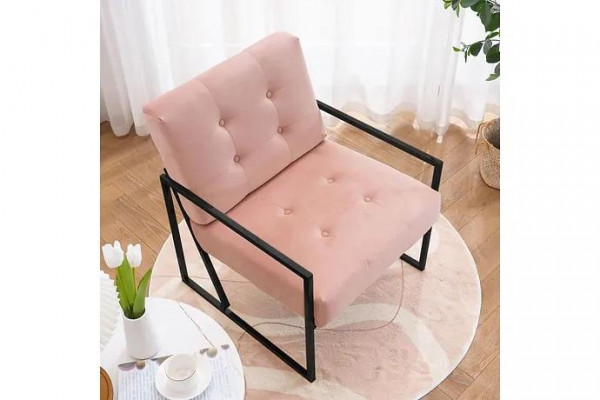 Gemittleche Fauteuil 1-Sëtz Wunnzëmmer Rosa Textilpolsterung Metallbeen