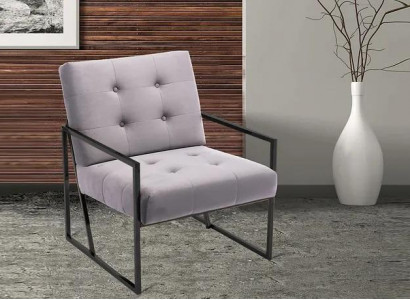 Wunnzëmmer Sesselle Lila Faarf Metallbeen Textil 1-Sëtzer Chesterfield
