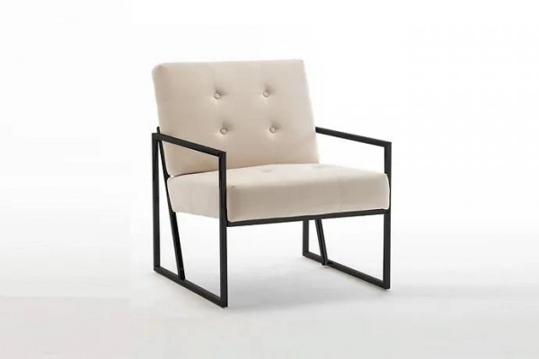 Beige Textilfotell Wunnzëmmer 1-Sëtzer Relax Metallbeen Iesszëmmer