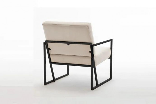 Beige Textilfotell Wunnzëmmer 1-Sëtzer Relax Metallbeen Iesszëmmer