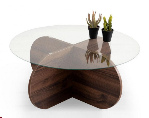 Modernen Couchdësch Wunnzëmmer Glas donkelbrong Holz Spanplack Neit