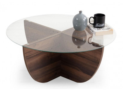 Minimalistesche Couchtisch aus Glas Holz X-Bein moderne Stil nei