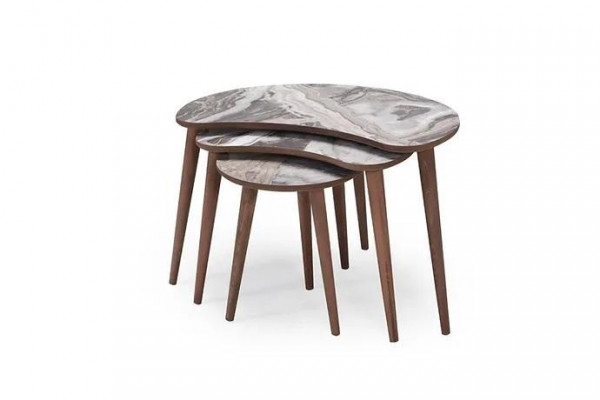 Nierendësch Couchtischen 3er Set Bäistelltischen Wunnzëmmer Beige Nei