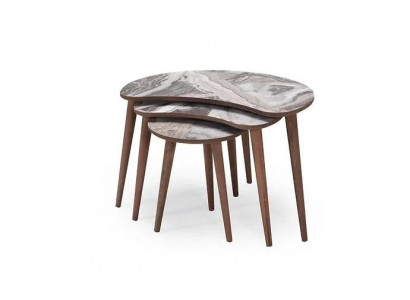 Nierendësch Couchtischen 3er Set Bäistelltischen Wunnzëmmer Beige Nei