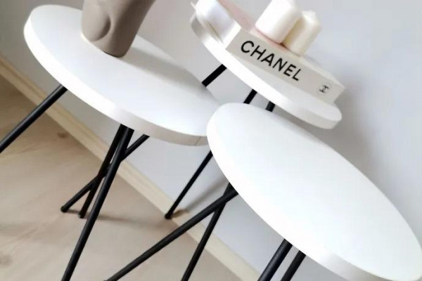 Wohnzëmmer Couchtisch Säitentisch Set 3x Modern Wäiss MDF Metallbeem