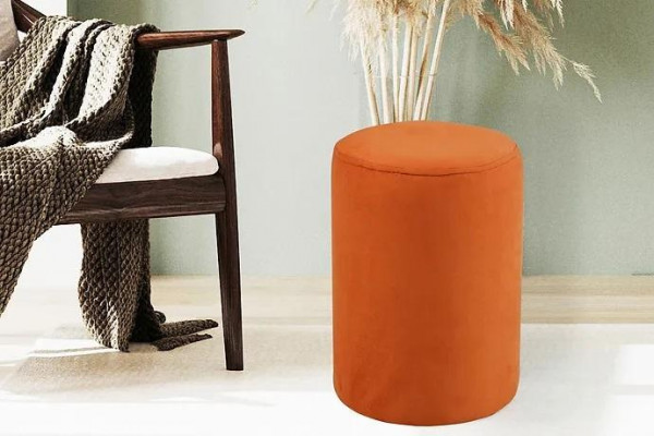 Orangefaarwege Sitzpouf neie qualitativ héichwäertege Pouf Textil Spanplack