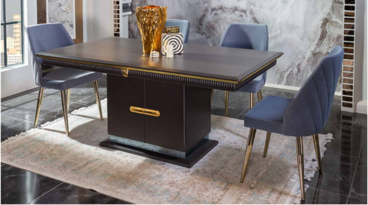 Luxuriéis Edelstol Iesszëmmer Set Moderne Iessdësch 4x Polsterstullën