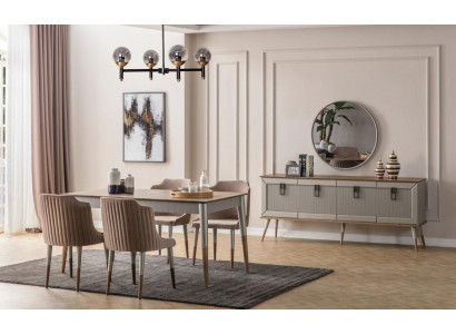 Hell Iesszëmmer Garnitur Robusten Iessdësch Luxuriéist Sideboard 9st.
