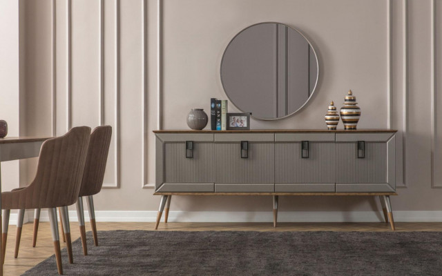 Hell Iesszëmmer Garnitur Robusten Iessdësch Luxuriéist Sideboard 9st.