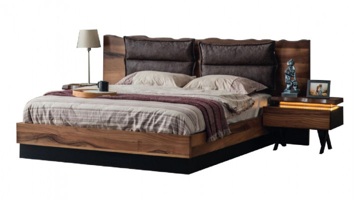 Modern hëlze Schlofkummer Garnitur Designer Duebelbett Nuechtkonsole 5tlg
